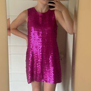 Alice + Olivia hot pink sequin shift dress